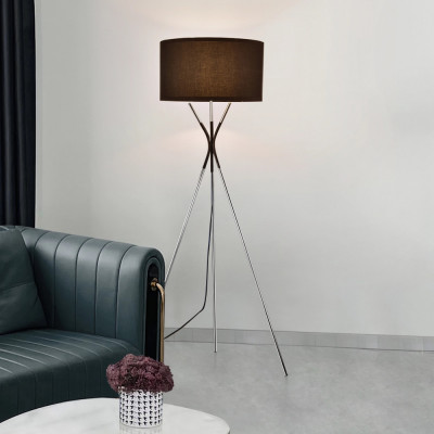 Lampa de podea, lux.pro, HT210002 Athlone, 1 x E27, max. 60W, 145 cm, metal, textil, negru, argintiu HausGarden Leisure foto