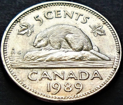 Moneda 5 CENTI - CANADA, anul 1989 * cod 3938 foto