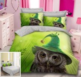 Cumpara ieftin Lenjerie De Pat Hogwarts Xf012, Bumbac, 4 Piese, Fara Elastic, Imprimeu, Verde
