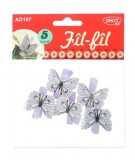 Cumpara ieftin Cleme Lemn Fluturasi Daco Art, Set 5 Bucati, Mov, 3.5cm, Papetarie, Lucru Manual