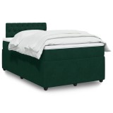 vidaXL Pat box spring cu saltea, verde &icirc;nchis, 120x200 cm, catifea 3287719