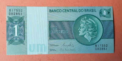 1 Cruzeiro nedatata anii 1970 Bancnota veche Brazilia foto