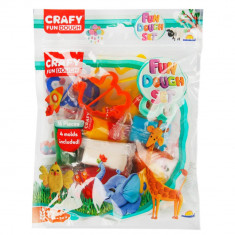 Set plastilina cu 4 forme de modelat, Crafy, 12 piese