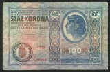 q493 UNGARIA ROMANIA 100 KORONA 1912 CU TIMBRU SPECIAL STAMPILAT IN TRANSILVANIA VF