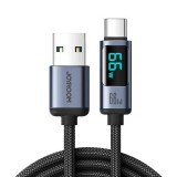 Cablu USB la USB-C Joyroom S-AC066A4, 66W Fast Charging, Display Digital, 1.2m, Negru