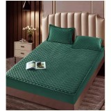Cumpara ieftin Husa de Saltea Tip Topper cu Elastic + 2 Fete de Perna Catifea, Verde 160x200- JO993