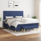 vidaXL Pat box spring cu saltea, albastru, 180x200 cm, material textil 3137179