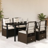 Gossi set mobilier de gradina, 5 piese, cu perne, maro, poliratan