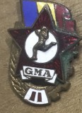 Insigna AMS1 Insigna Veche RSR G.M.A. Categoria II - Gata pentru Munca si Aparare - Emblema Colectie Comunism Sport Alergator Metal Emailat