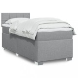 Cumpara ieftin Pat box spring cu saltea, gri deschis, 90x200 cm, textil