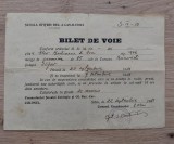 Bilet de voie Școala ofițeri rezerviști de cavalarie, Sibiu, din 1944, elev Boștinaru.