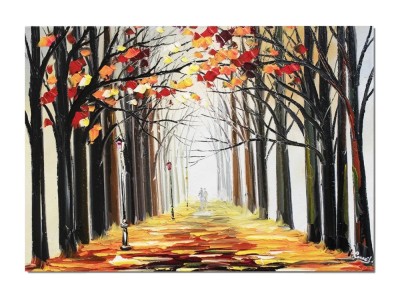 Tablou pictat manual living, dormitor, Armonie in doi, stilizat, 70x50cm ulei pe panza foto