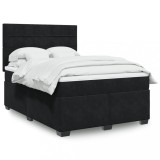 VidaXL Pat box spring cu saltea, negru, 140x190 cm, catifea 3290908