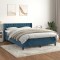 vidaXL Pat box spring cu saltea, albastru &icirc;nchis, 140x190 cm, catifea 3131139