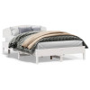 VidaXL Cadru de pat cu tăblie, alb, 150x200 cm lemn masiv pin