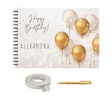 Set Album foto / GuestBook pentru aniversare sau majorat, model 3, personalizabil, A4 landscape, pix si dubluadeziv inclus, 3 piese, accesoriu nunta