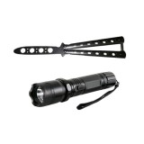 Cumpara ieftin Set Electrosoc Lanterna tip Police 1000KV si Briceag fluture basic, 22 cm, argintiu