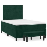 Cumpara ieftin Pat box spring cu saltea, verde inchis, 120x200 cm, catifea