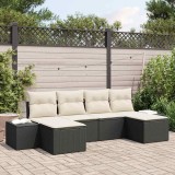 vidaXL Set de canapele pentru grădină cu pernă 6 pcs negru și crem