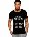 Cumpara ieftin Tricou negru barbati - I&#039;m not antisocial - M, THEICONIC