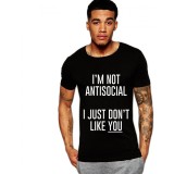 Tricou negru barbati - I&#039;m not antisocial - L