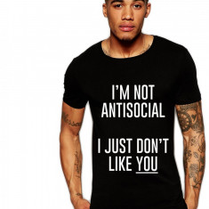 Tricou negru barbati - I'm not antisocial - M