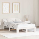VidaXL Cadru de pat cu headboard Alb 135 x 190 cm Lemn masiv de pin