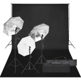vidaXL Kit studio foto cu set de lumină și fundal 3094708
