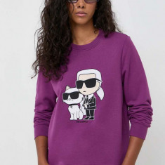 Karl Lagerfeld bluza femei, culoarea violet, cu imprimeu