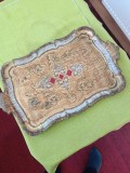 Tava Florentina veche lucrata manual din lemn usor