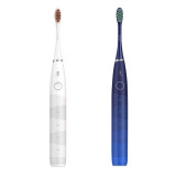 Cumpara ieftin Set 2 Periute de dinti electrice Oclean Flow Sonic Electric Toothbrush, Dual Set, White/Blue, 180 zile autonomie, 38000 rpm