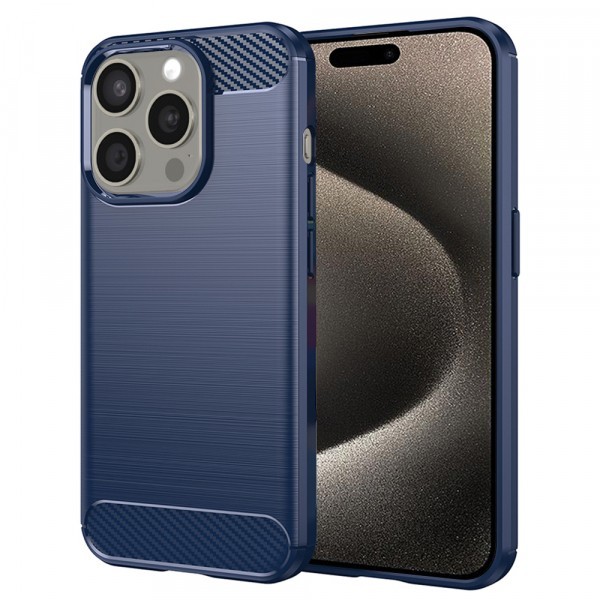 Husa pentru Apple iPhone 15 Pro Max, Techsuit, Carbon, Albastra