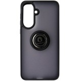 Husa spate cu inel si stand, plastic fumuriu transparent si TPU negru pentru Samsung Galaxy A37 5G