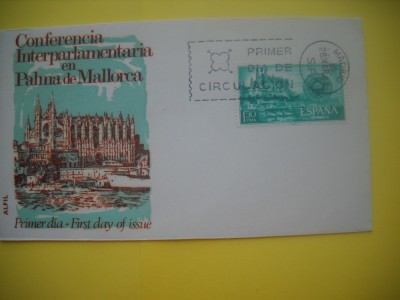 HOPCT PLIC S FDC NR 848 CONFERINTA INTERPARLAMENTARA PALMA DE MALLORCA 1967 -SPANIA -NECIRCULAT foto