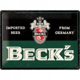 Placa metalica - Becks Imported Beer- 30x40 cm, Nostalgic Art Merchandising