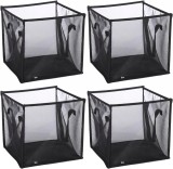 Set de 4 cosuri pentru rufe SOUJOY, metal/panza, negru, 32 x 32 x 32 cm