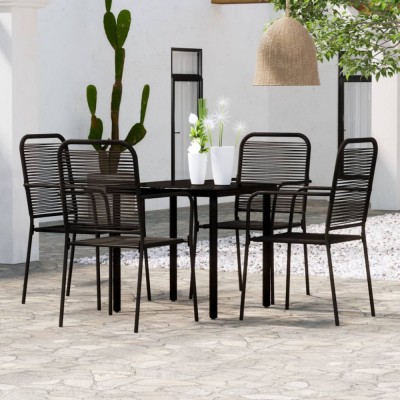 vidaXL Set de servit masa pentru grădină, 5 piese, negru 3099138 foto