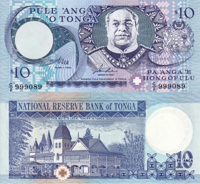 TONGA 10 pa&amp;#039;anga 1995 P-34 polymer UNC!!! foto