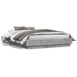 VidaXL Cadru de pat, gri beton, 140x190 cm, lemn prelucrat 3209873