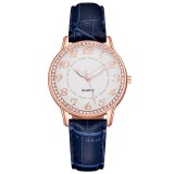 Ceas de mana, dama, elegant, albastru, piele ecologica, quartz