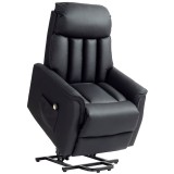 HOMCOM Fotoliu Electric Rabatabil p&acirc;nă la 145&deg; din Piele Ecologică cu Telecomandă, 80x94x104 cm, Negru | Aosom Romania