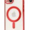 Husa Luxury MagSafe compatibila cu iPhone 14 Pro, Full protection, Margini colorate, Rosu