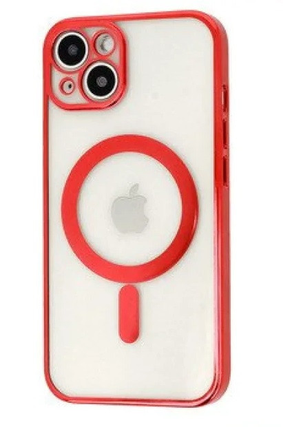 Husa Luxury MagSafe compatibila cu iPhone 12 Pro Max, Full protection, Margini colorate, Rosu