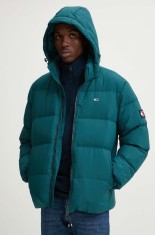 Tommy Jeans geaca de puf barbati, culoarea verde, de iarna, oversize, DM0DM19786