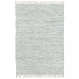 Cumpara ieftin Covor Chindi țesut manual, gri deschis, 160 x 230 cm, piele
