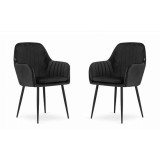 Set 2 scaune bucatarie/living, Artool, Lugo, catifea, metal, negru, 57.5x56.5x86.5 cm GartenVIP DiyLine