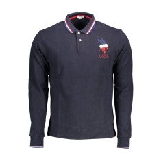 Tricou polo cu maneca lunga, 2 nasturi, broderie, detalii contrastante, logo, 2XL