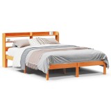 Cumpara ieftin Cadru de pat cu tablie, maro ceruit, 135x190 cm, lemn masiv pin