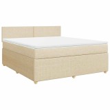 Cumpara ieftin Pat continental cu saltea, crem, 180x200 cm, textil