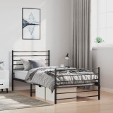 VidaXL Cadru pat metalic cu tăblii de cap/picioare, negru, 100x200 cm